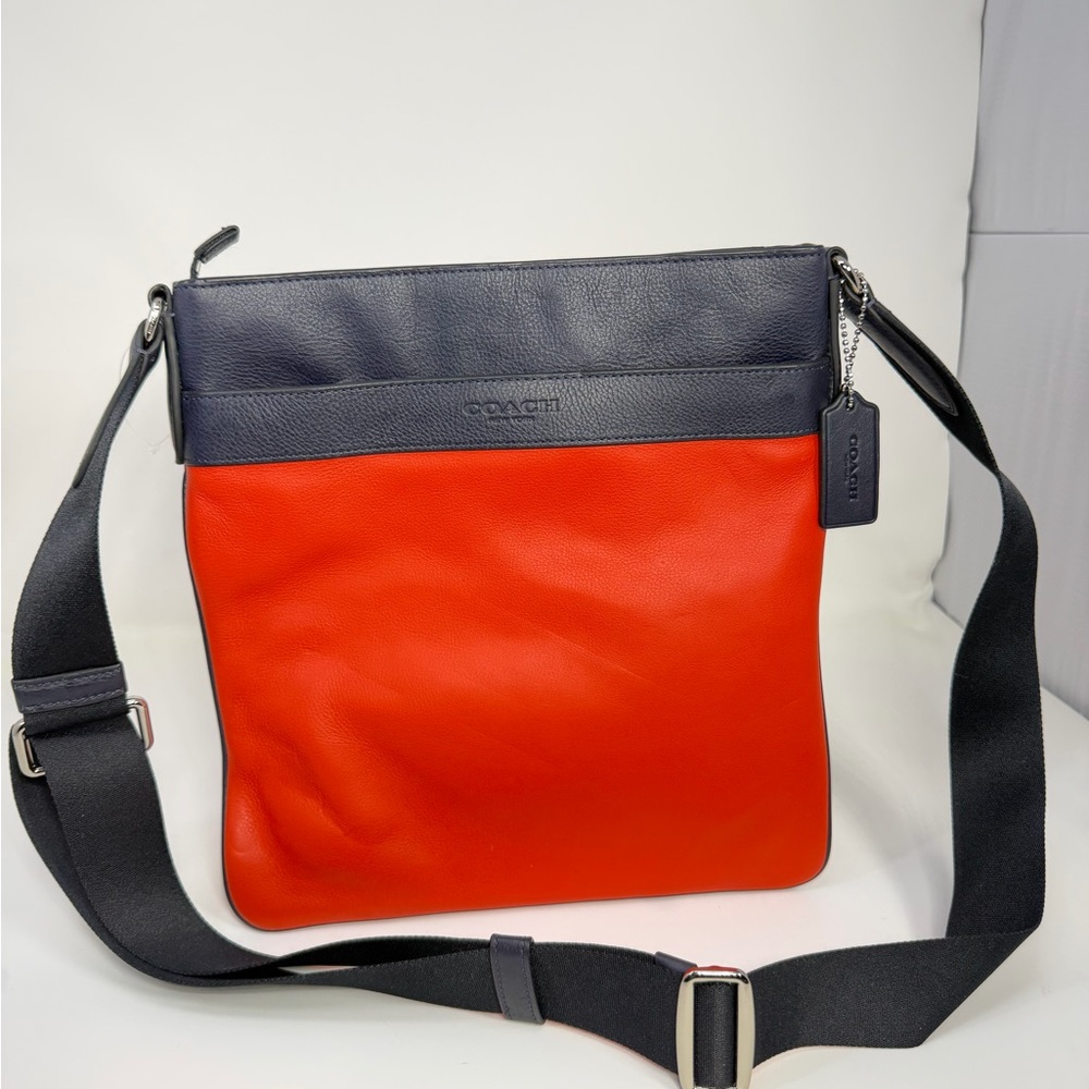 Coach Men's Red and Dark Blue Messenger Bag